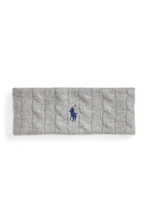 Polo Ralph Lauren opaska na głowę wełniana WOOL BLEND kolor szary 455981426002
