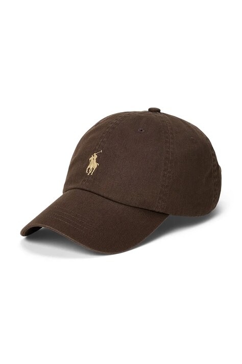 Polo Ralph Lauren czapka z daszkiem bawełniana CLASSIC SPORT kolor brązowy gładka 710667709163