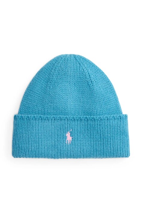 Polo Ralph Lauren czapka wełniana WOOL PONY kolor niebieski 455954355009