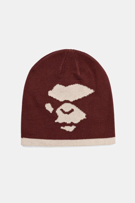 A Bathing Ape beanie Mad Face maroon color 001HTL801006M