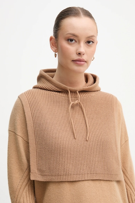 Kapuce United Colors of Benetton hnědá barva, 6SCQDU01T