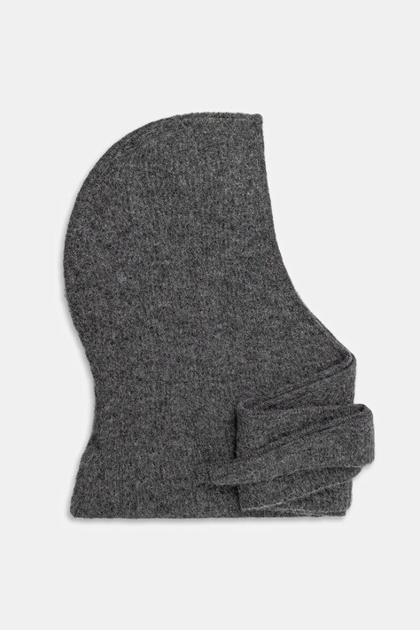 GANNI kaptur z dodatkiem wełny Soft Wool Balaclava kolor szary A6475
