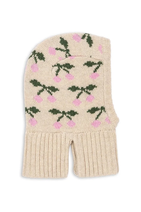 Kukla s prímesou vlny Konges Sløjd BELOU KNIT BALACLAVA béžová farba biela, KS103710