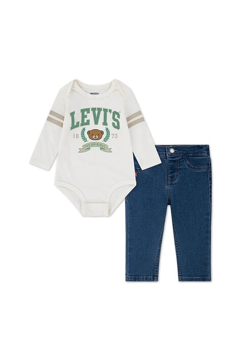 Σετ μωρού Levi's FOOTBALL TEE W/ STRAIGHT J χρώμα: μπεζ, 6EN732
