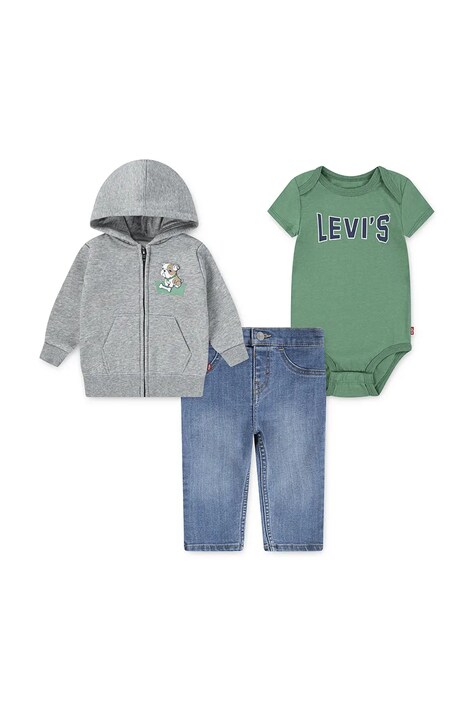 Σετ Levi's 3PC FZ, TEE, DENIM SET χρώμα: γκρι, 6EN867
