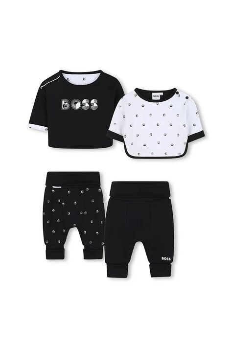 BOSS komplet bawełniany dwustronny niemowlęcy kolor czarny J52491