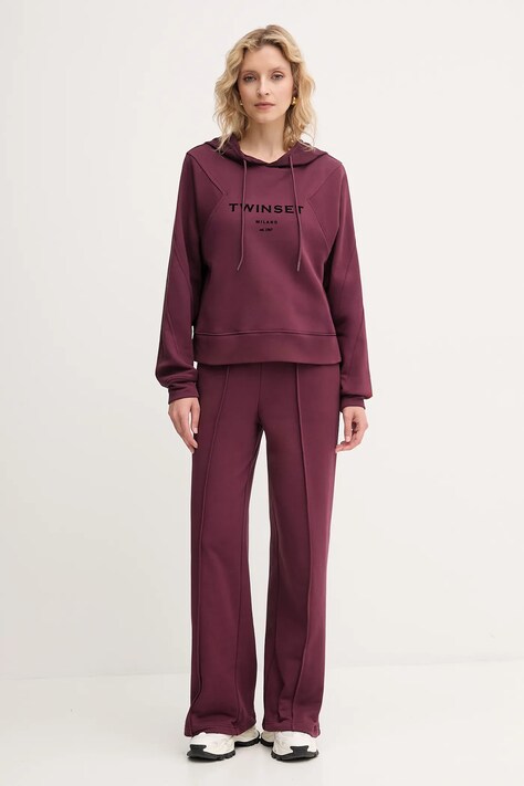 Twinset dres bawełniany damski kolor bordowy 252TP2681