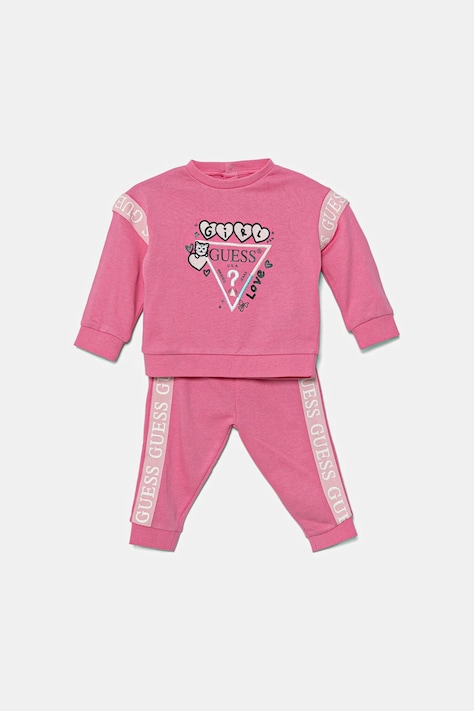 Bavlněná tepláková souprava pro miminka Guess růžová barva, A5YG03 KA6R4