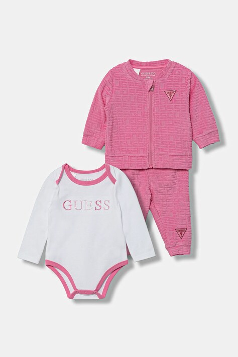 Guess komplet bawełniany niemowlęcy 3-pack kolor różowy H5YW10 KBU64