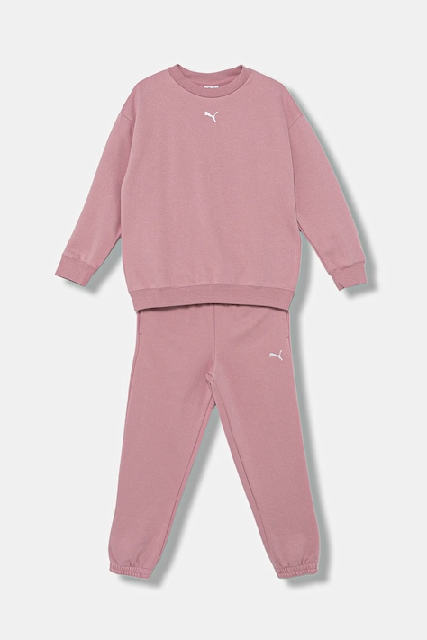 Puma trening copii Loungewear Oversized Sweat Suit FL G culoarea roz, 689727