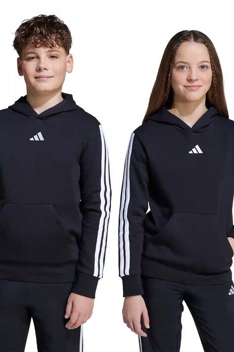 Детски суичър adidas в черно с качулка с десен JN2416