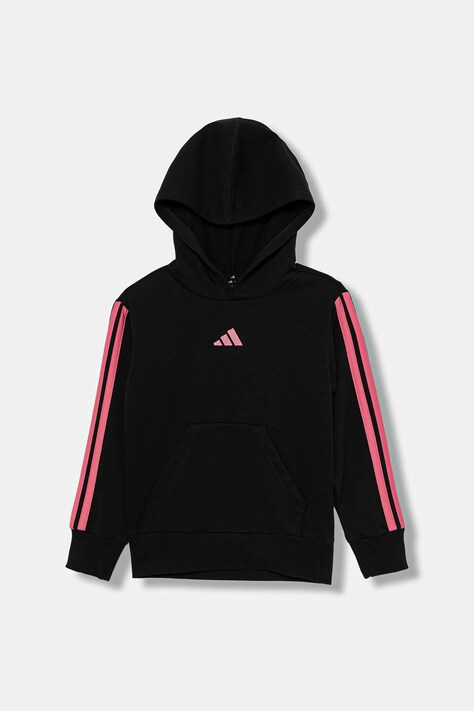 adidas bluza dziecięca kolor czarny z kapturem gładka JN2422