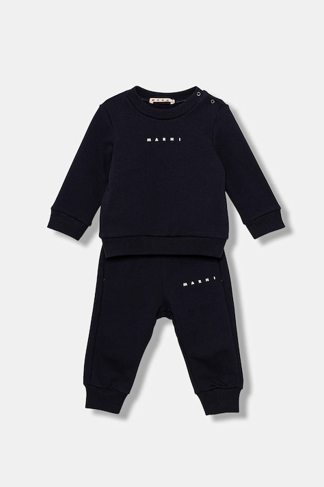 Bavlněná tepláková souprava pro miminka Marni MS1B-SET OVERALLS 2-pack tmavomodrá barva, M01607
