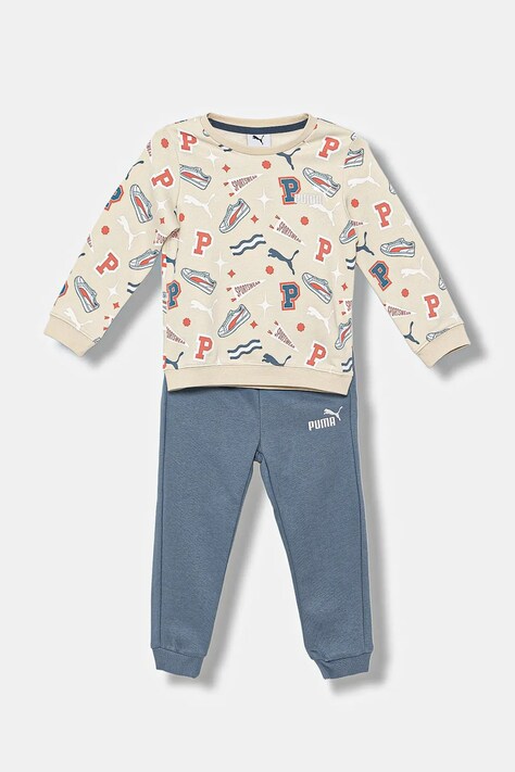 Puma dres dziecięcy MINICATS AOP Crew Set FL INF kolor beżowy 689731