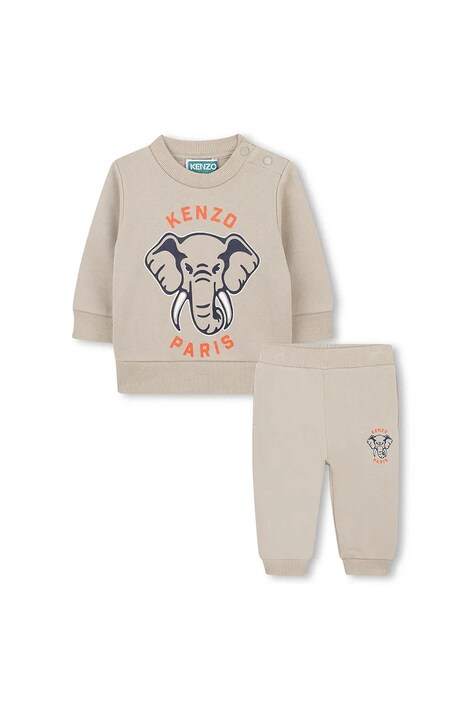 Dječja pamučna trenirka Kenzo Kids boja: bež, K61502