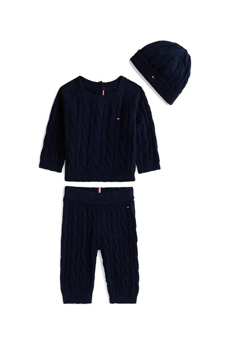 Tommy Hilfiger komplet z bawełną niemowlęcy 3-pack kolor granatowy KN0KN02080