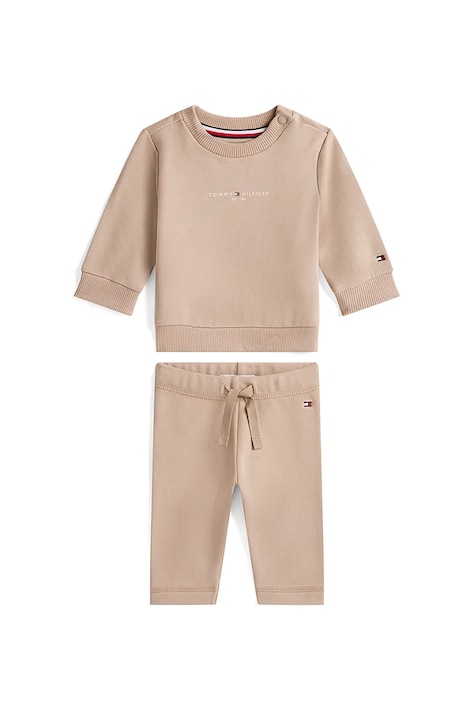 Kojenecká tepláková souprava Tommy Hilfiger hnědá barva, KN0KN02117