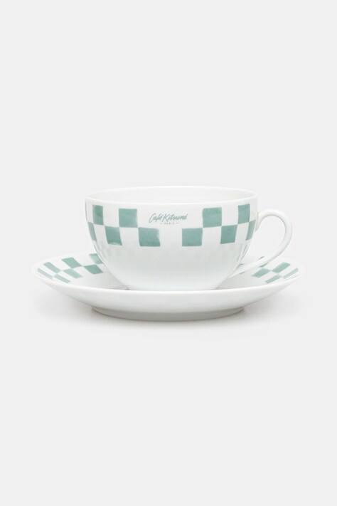 Šalica za kavu s tanjurićem Café Kitsuné Checkerboard Porcelain Cappuccino Cup And Saucer boja: bijela, PU08103O0010