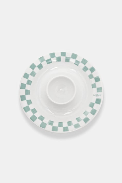 Café Kitsuné podstawka na jajko Checkerboard Porcelain Egg Cup kolor biały PU08104O0010