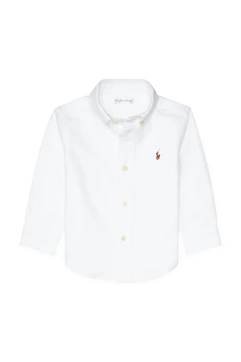 Bavlnená košeľa pre bábätká Polo Ralph Lauren biela farba, 320677133001