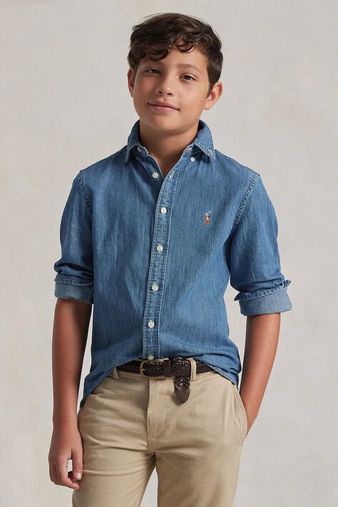 Košile Polo Ralph Lauren modrá barva, 323713843001