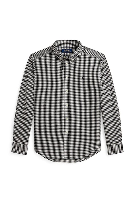 Dětská bavlněná košile Polo Ralph Lauren černá barva, 323980977002
