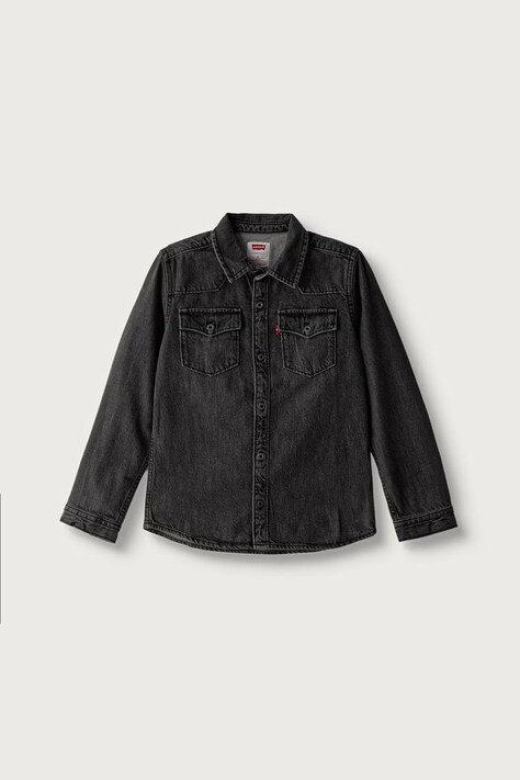 Levi's košeľa detská rifľová NEW BARSTOW WESTERN SHIRT sivá 8EL534
