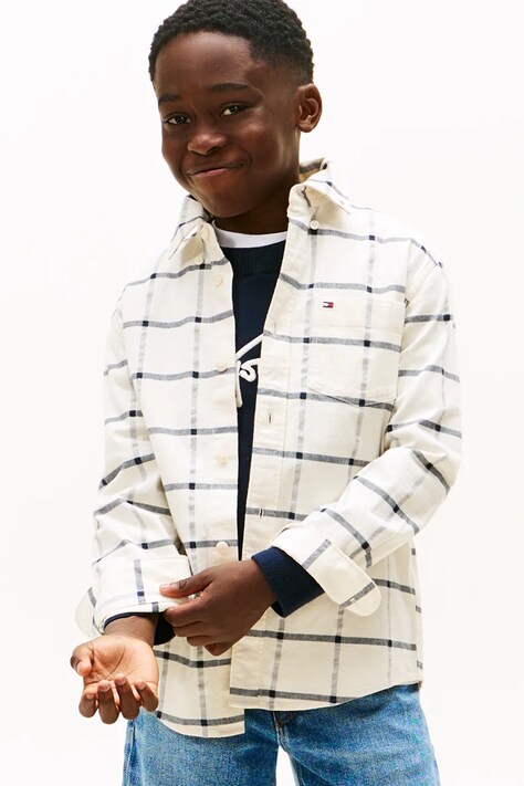 Детская рубашка Tommy Hilfiger цвет бежевый KB0KB10096