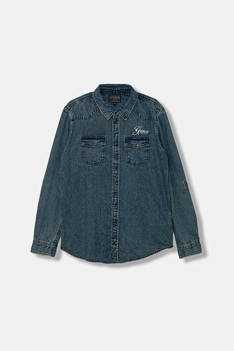 Παιδικό τζιν πουκάμισο Guess χρώμα: μπλε, L5BH01 D4EU0
