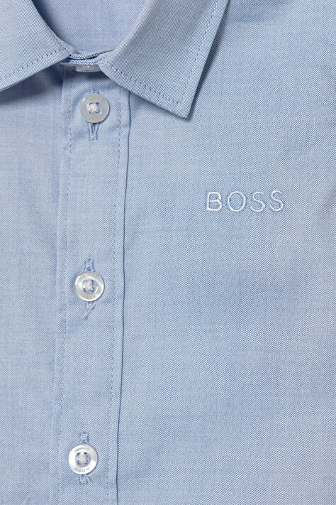 Бавовняна сорочка для немовля BOSS — AW25-KDB02U, блакитний — фото 3