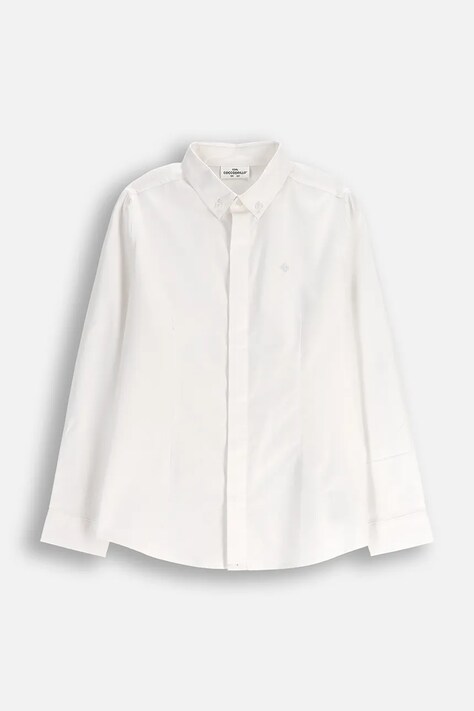Παιδικό βαμβακερό πουκάμισο Coccodrillo χρώμα: άσπρο, ELEGANT JUNIOR BOY