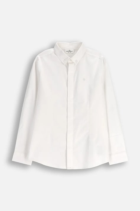 Παιδικό βαμβακερό πουκάμισο Coccodrillo χρώμα: άσπρο, ELEGANT JUNIOR BOY