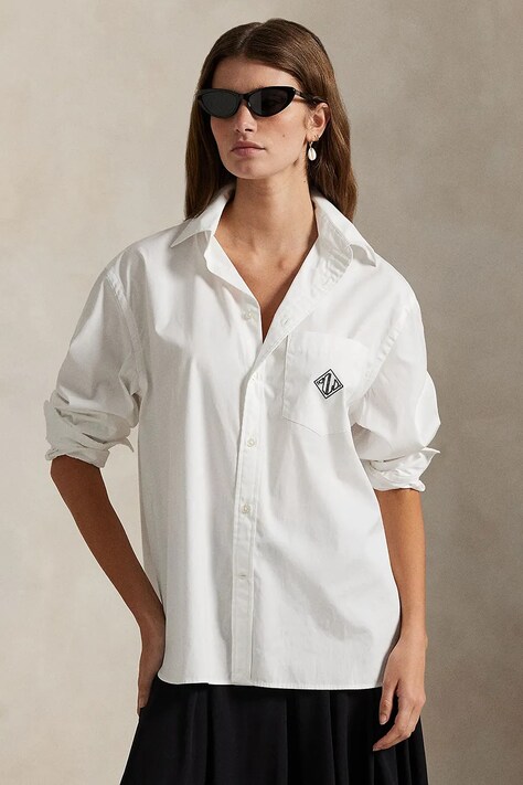 Βαμβακερό πουκάμισο Polo Ralph Lauren χρώμα: άσπρο, 211971509