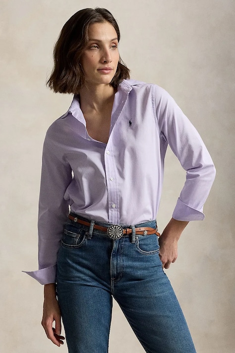 Polo Ralph Lauren koszula damska bawełniana fioletowa gładka 211A92177