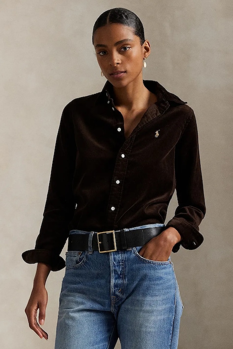 Polo Ralph Lauren camicia in velluto a coste donna colore marrone  211971526