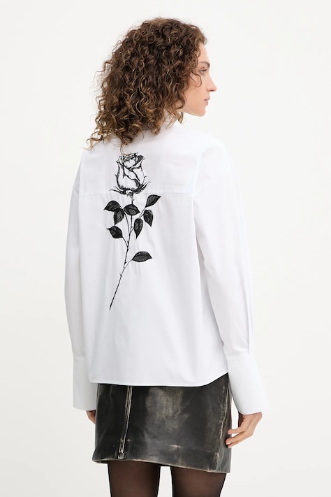 Хлопковая рубашка Patrizia Pepe цвет белый relaxed классический воротник 8C0794 A634