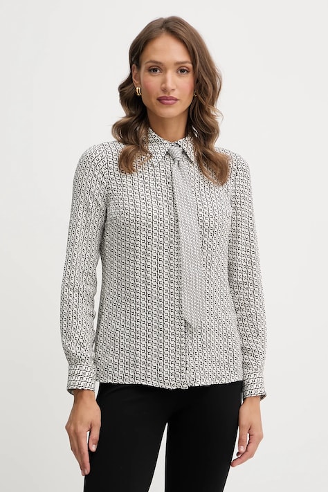 Košulja Elisabetta Franchi za žene, boja: bež, regular, s klasičnim ovratnikom, CA10956E2