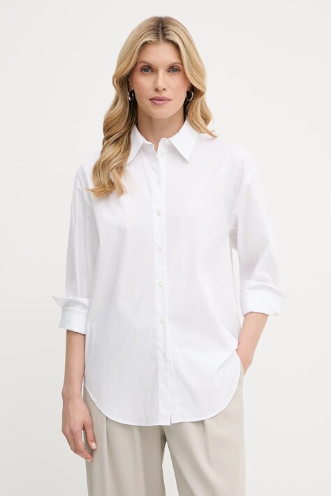 Calvin Klein cămașă culoarea alb, cu guler clasic, relaxed, LV044B160G