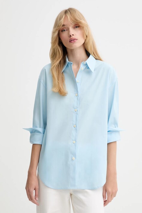 Calvin Klein koszula damska kolor niebieski relaxed z kołnierzykiem klasycznym LV044B160G