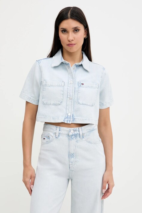 Košulja s pamukom Tommy Jeans regular, s klasičnim ovratnikom, DW0DW21072