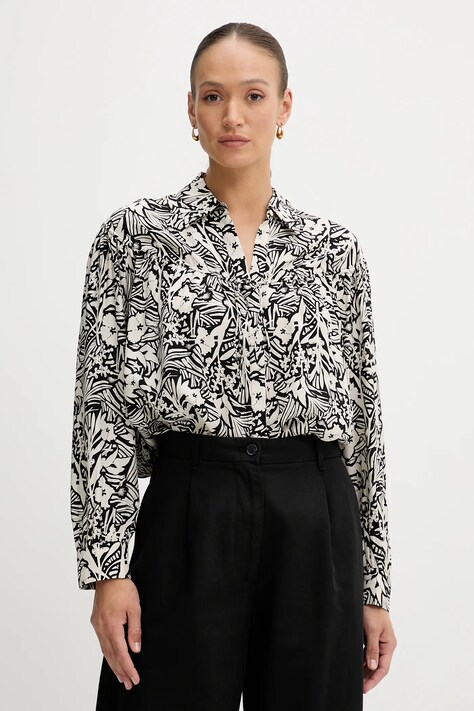 Tommy Hilfiger cămașă culoarea negru, cu guler clasic, relaxed, WW0WW45899