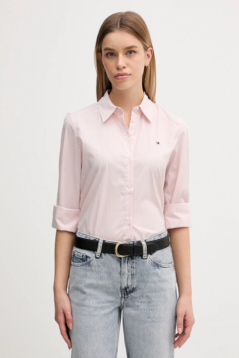 Tommy Hilfiger koszula damska kolor różowy regular z kołnierzykiem klasycznym WW0WW47169