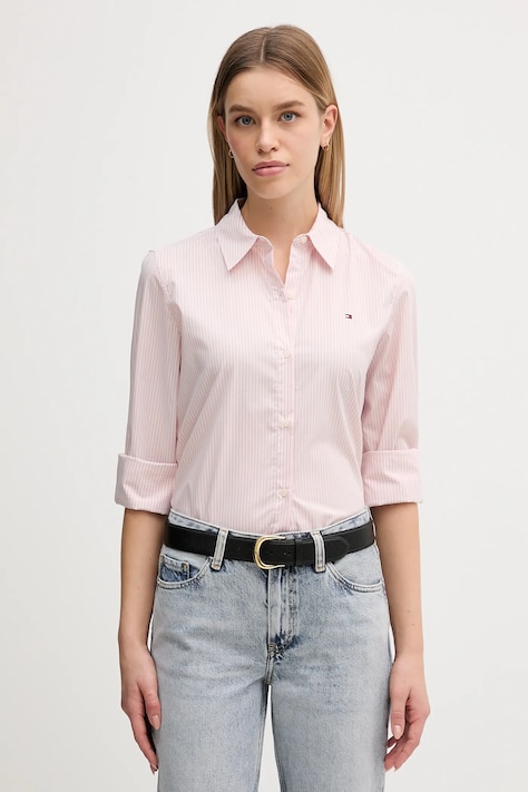 Tommy Hilfiger koszula damska kolor różowy regular z kołnierzykiem klasycznym WW0WW47169
