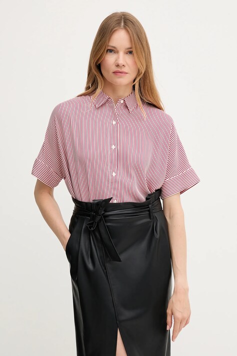Tommy Hilfiger koszula damska kolor czerwony relaxed z kołnierzykiem klasycznym WW0WW45883