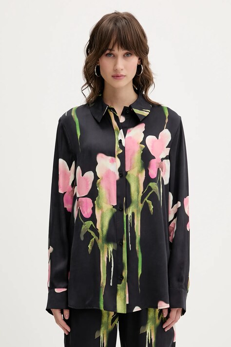 Stine Goya koszula 0 damska kolor czarny regular z kołnierzykiem klasycznym SG-AW25-T091-2263