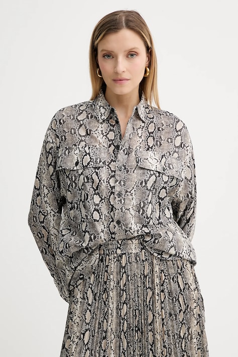 Хлопковая рубашка MICHAEL Michael Kors цвет бежевый relaxed классический воротник MT540WAK6A