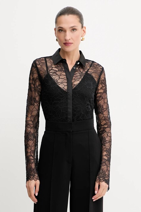 Guess cămașă ANTOINETTE culoarea negru, cu guler clasic, regular, W5YH58 WHDY0