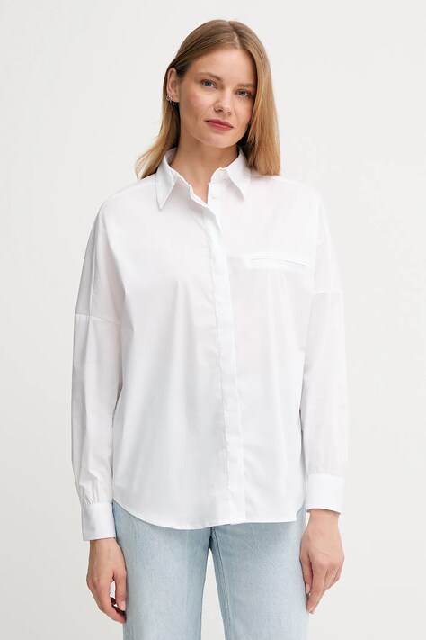 United Colors of Benetton cămașă culoarea alb, cu guler clasic, relaxed, 54KXDQ0CB