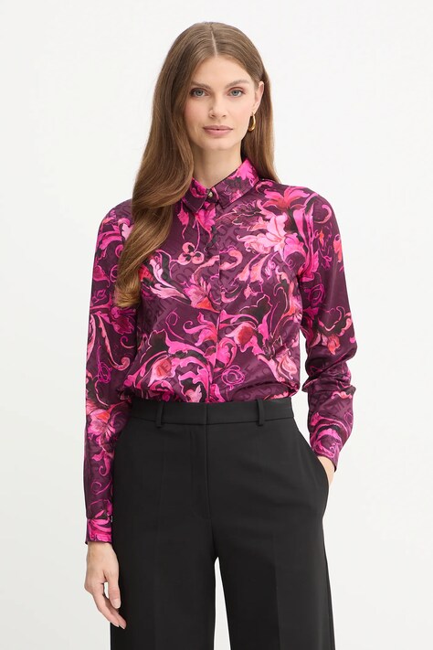 Versace Jeans Couture koszula damska kolor bordowy regular z kołnierzykiem klasycznym 79HAL201 NS671
