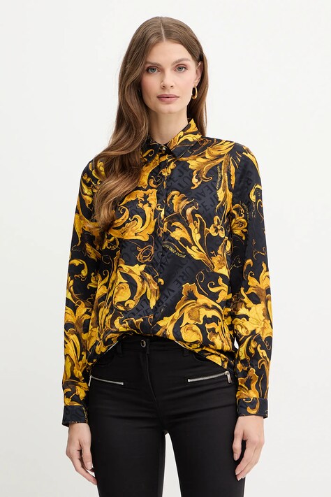 Versace Jeans Couture koszula damska kolor czarny regular z kołnierzykiem klasycznym 79HAL201 NS671